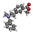 PRL-8-53 nootropic research chemical molecule. 3D rendering. Atoms are represented as spheres with conventional color coding: