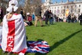 Pro Brexit protester at Parliament Square, London, UK.