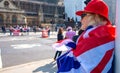 Pro Brexit protester at Parliament Square, London, UK.