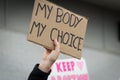 Pro choice Planned Parenthood demonstration holding sign