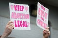 Pro choice Planned Parenthood demonstration holding two signs Royalty Free Stock Photo