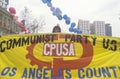 Pro-communist marchers holding banner