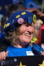 Pro-EU anti-Brexit supporter at the National Rejoin March in London. Royalty Free Stock Photo