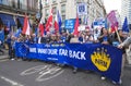 Pro-EU anti-Brexit supporters with main banner at the National Rejoin March in London.