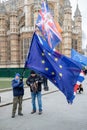 Pro EU protesters outside the Houses of Parliament