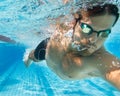 Pro freestyle and crawl swimmer in under water view Royalty Free Stock Photo