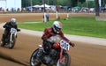 Pro motorcycle racers in action