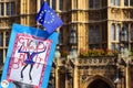 Brexit pro remain, anti leave protest sign outside the Houses of Parliament, Westminster London. March 28 2019 Royalty Free Stock Photo