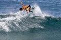 Pro Surfer Takumi Nakamura surfing in Hawaii Royalty Free Stock Photo