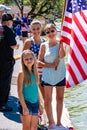 Pro Trump Boat Parade patriot women & a young girl present to show support for President Trump