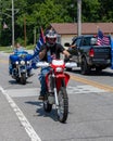 Pro Trump Boat Parade a patriotic motorcycle riders looks for parking at the rally for President Trump