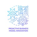 Proactive business model innovation blue gradient concept icon