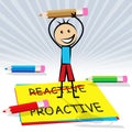 Proactive Vs Reactive Note Representing Taking Aggressive Initiative Or Reacting - 3d Illustration