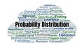 Probability Distribution Word Cloud. Key Concepts Of Random Variables, Density, Inference, Models, And Statistical Analysis In Royalty Free Stock Photo