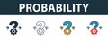 Probability icon set. Premium symbol in diferent styles from crm icons collection. Creative probability icon filled, outline,