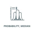 Probability, median vector line icon, linear concept, outline sign, symbol