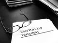 Probate Last Will and Testament Documents on Desk with Glasses Royalty Free Stock Photo