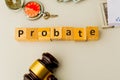 Probate sign, stack of papers and gavel Royalty Free Stock Photo