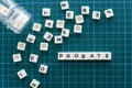 Probate word made of square letter word on green background. Royalty Free Stock Photo