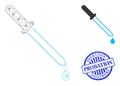 Probation Textured Badge and Web Net Pipette Vector Icon