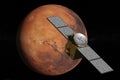 Probe orbiting the planet Mars. 3d illustration Royalty Free Stock Photo