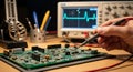 Probe Testing Connectivity on a Bare PCB Royalty Free Stock Photo
