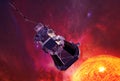 A probe to study the sun, approaching a star. Elements of this image were furnished by NASA Royalty Free Stock Photo