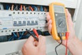 Probes multimeter in fusebox Royalty Free Stock Photo