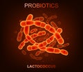Probiotic bacteria. Good microorganisms concept isolated on black background.