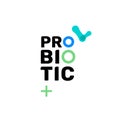 Probiotic bacteria logo. Bifidobacteria lactobacillus gut acidophilus. Lactic prebiotic healthy flora care