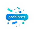 Probiotic bacteria logo. Bifidobacteria lactobacillus gut acidophilus. Lactic prebiotic healthy flora care