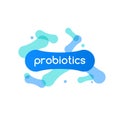 Probiotic bacteria logo. Bifidobacteria lactobacillus gut acidophilus. Lactic prebiotic healthy flora care Royalty Free Stock Photo