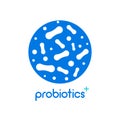 Probiotic bacteria logo. Bifidobacteria lactobacillus gut acidophilus. Lactic prebiotic healthy flora care Royalty Free Stock Photo
