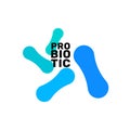 Probiotic bacteria logo. Bifidobacteria lactobacillus gut acidophilus. Lactic prebiotic healthy flora care