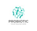 Probiotic bacteria logo design. Healthy nutrition ingredient vector design