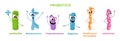 Probiotic bacterium microscopic cells emoji set