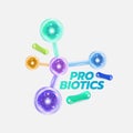 Probiotic Foods Good Bacteria Vector illustration.