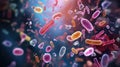 Probiotics Bacteria in Biological Science Microscopic Medicine for Digestion, AI Generated