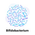 Probiotics bacteria. Lactobacillus, bulgaricus logo with text. Amorphous symbols for milk products are shown such as yogurt, Royalty Free Stock Photo