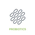 Probiotics bacteria vector linear icon