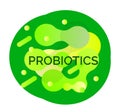 Probiotics and bacterial fluid banner. Lactobacillus logo with text Royalty Free Stock Photo