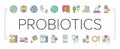 Probiotics Bacterium Collection Icons Set Vector .