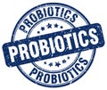 Probiotics blue grunge round rubber stamp