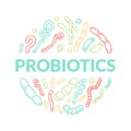 Probiotics hand drawn logo. Scientific vector illustration in sketch style