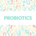 Probiotics hand drawn packaging design. Scientific vector illustration in sketch style