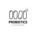 Probiotics label vector, contains probiotic logo badge idea, bacterium sign