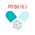 Probiotics. Lactic acid bacteria. Good bacteria and microorganisms for gut and intestinal flora health. Microbiome. Royalty Free Stock Photo