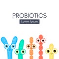 Probiotics. Lactic acid bacterium. Bifidobacterium, lactobacillus, streptococcus thermophilus, lactococcus Royalty Free Stock Photo