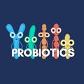 Probiotics. Lactic acid bacterium. Bifidobacterium, lactobacillus, streptococcus thermophilus, lactococcus Royalty Free Stock Photo