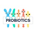 Probiotics. Lactic acid bacterium. Bifidobacterium, lactobacillus, streptococcus thermophilus, lactococcus Royalty Free Stock Photo
